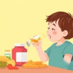 Child taking vitamin supplements to increase appetite