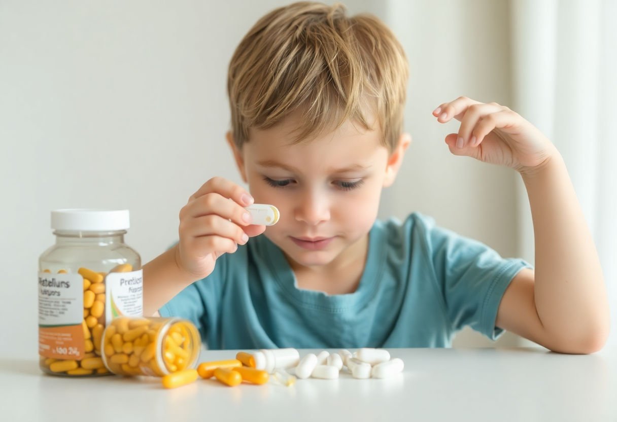 Child taking vitamins as part of daily routine