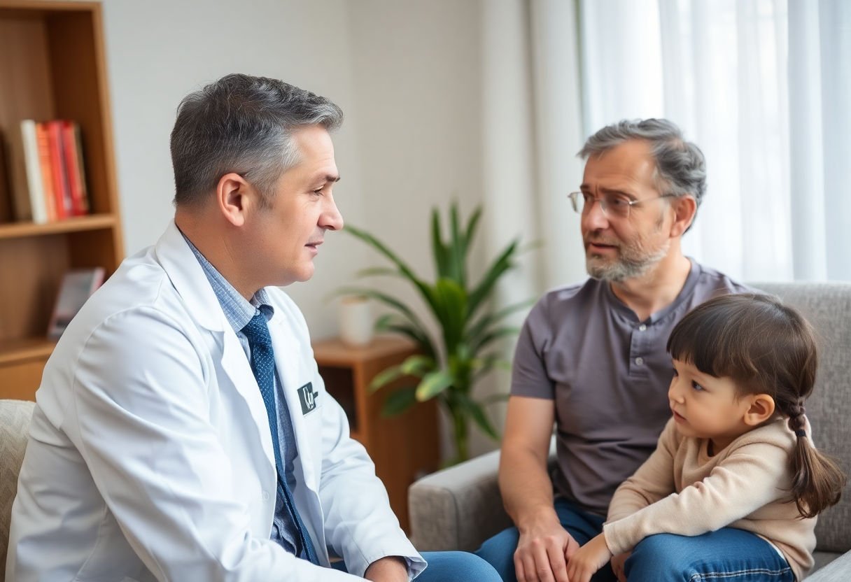 A pediatrician advising a concerned parent