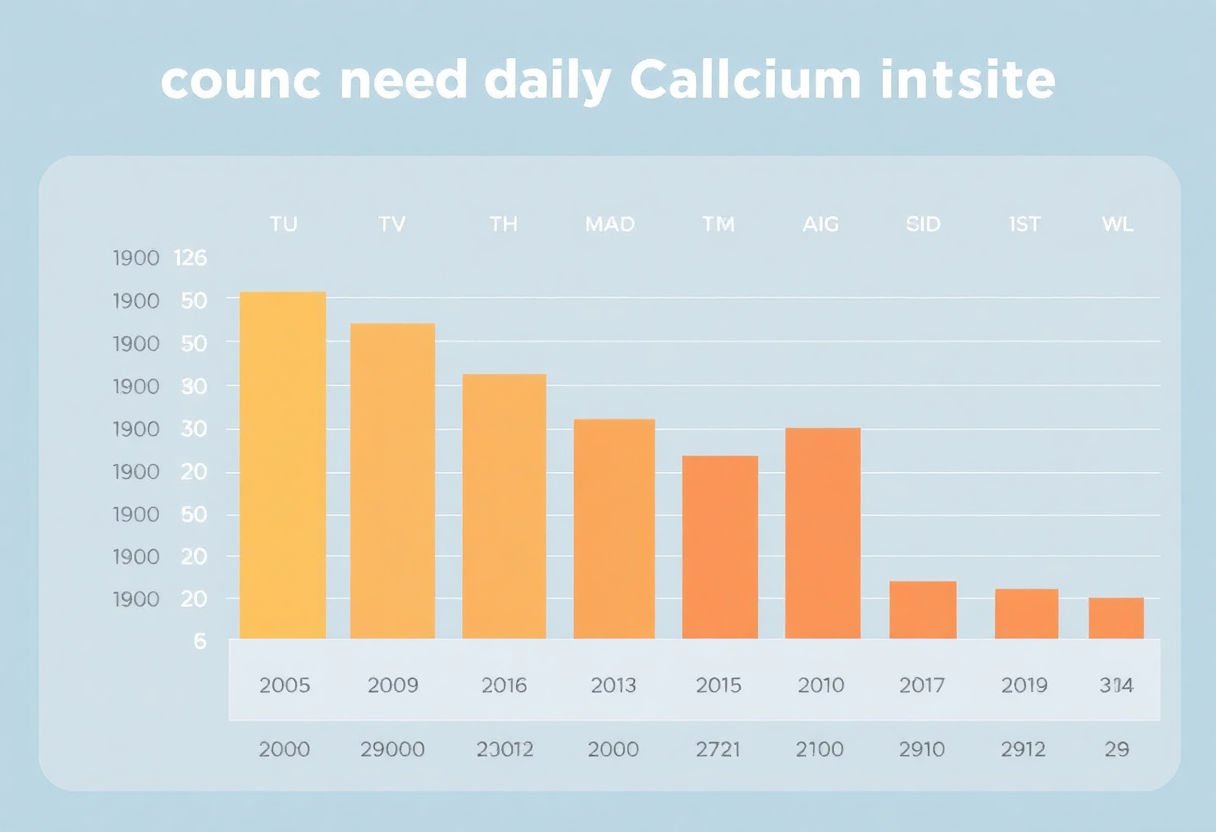 A chart displaying recommended daily calcium intake for children by age