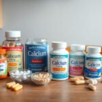 A variety of calcium supplements suitable for children on a table