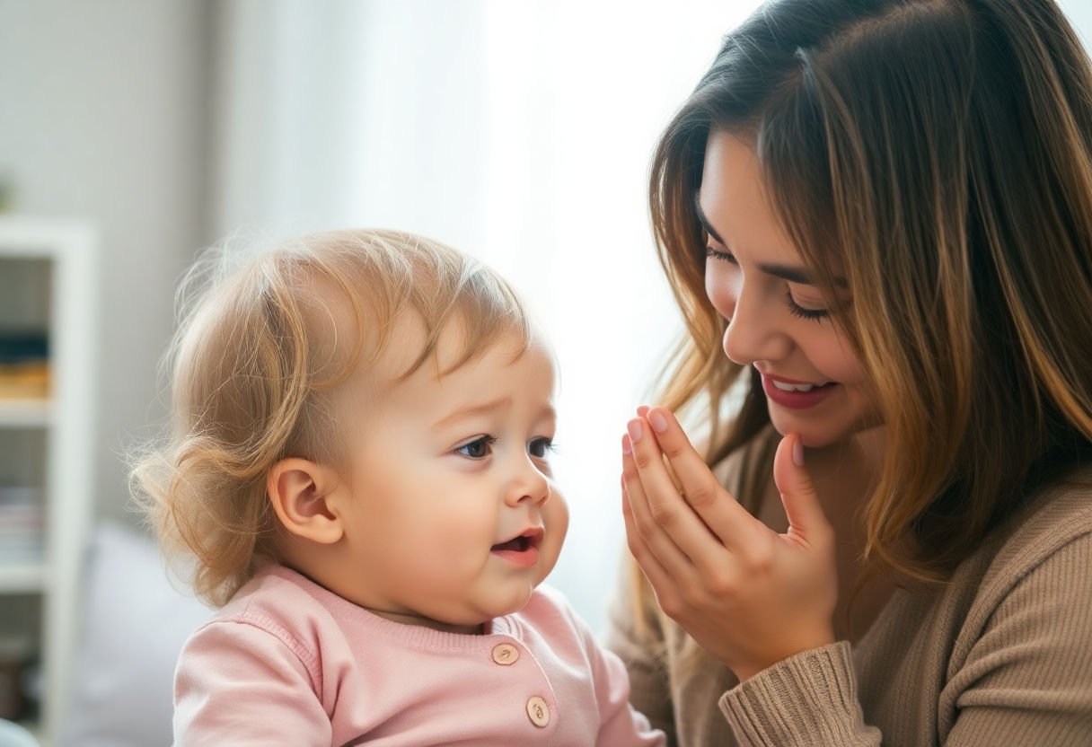 Parent observing a child's emotional development.