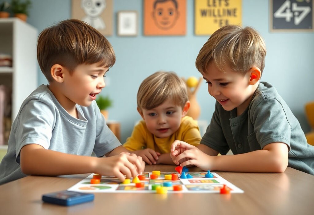 Children playing games to understand emotions.