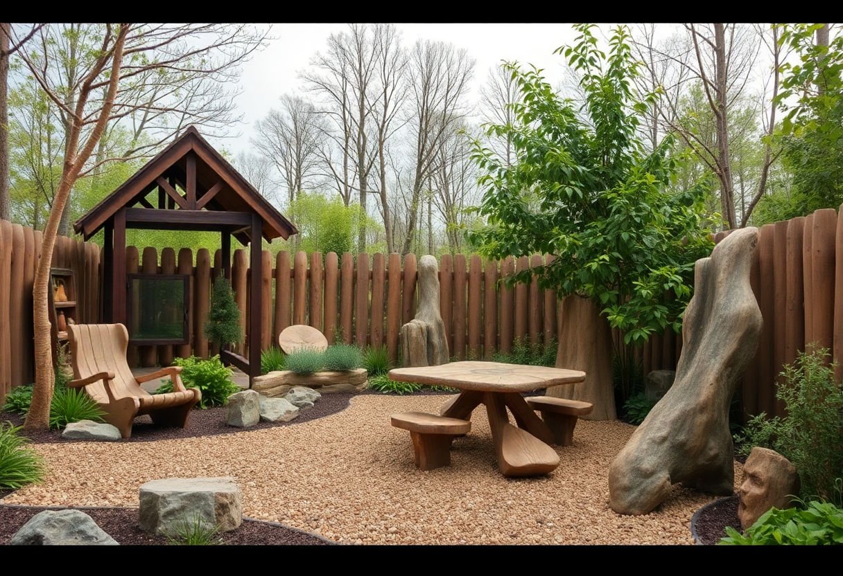 Natural elements in a play area