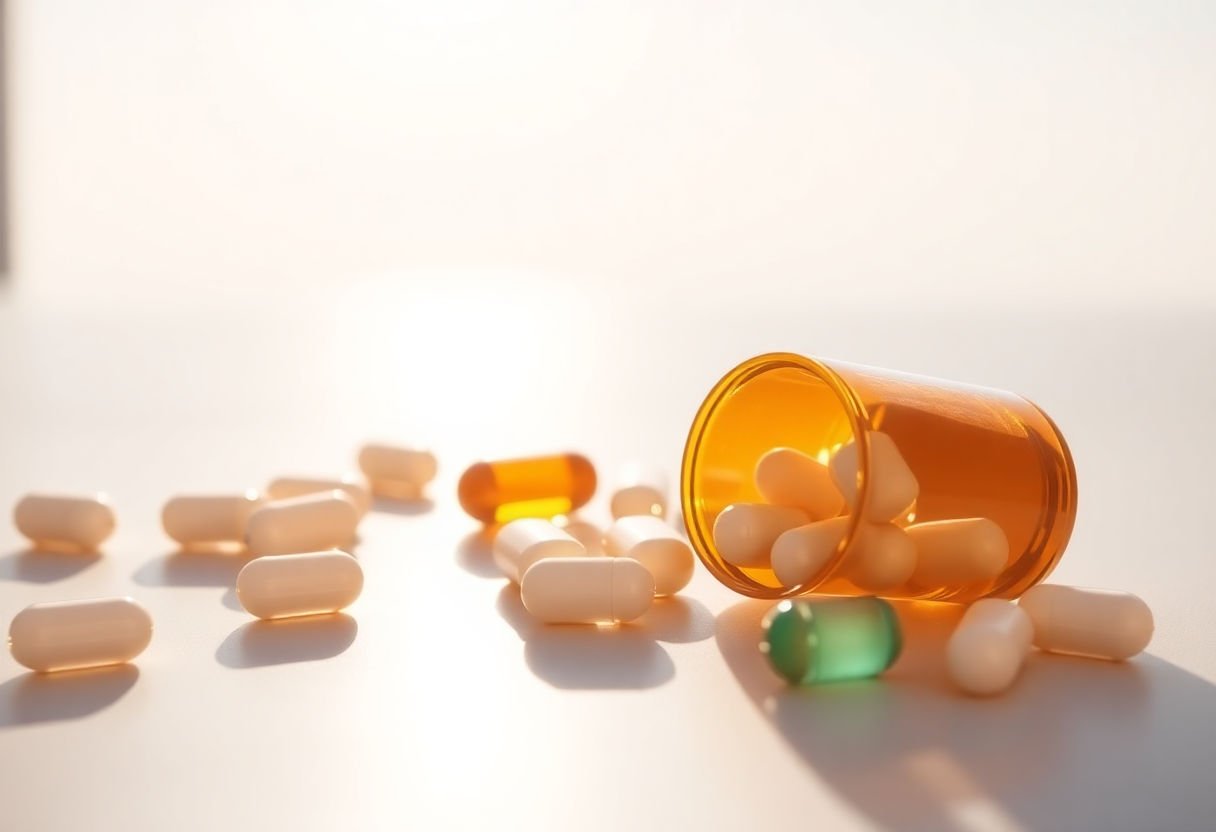 Sunlight and Vitamin D capsules.