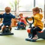 Kids using exercise equipment designed for children