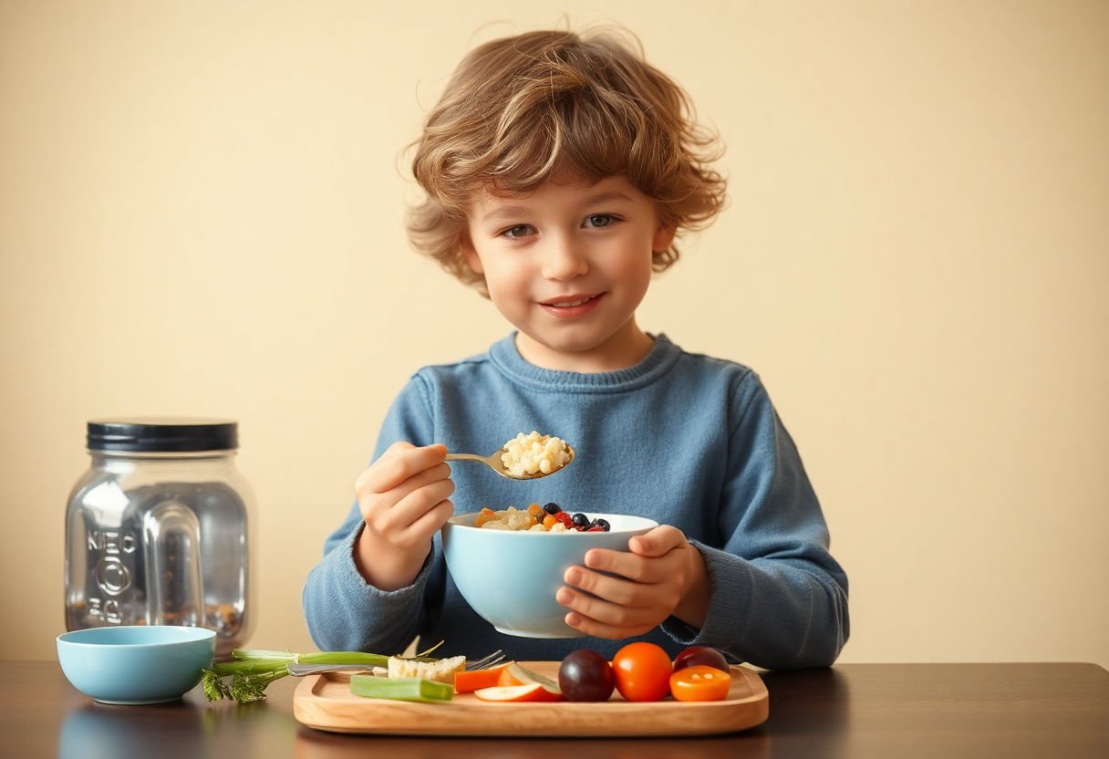 Child eating a balanced diet
