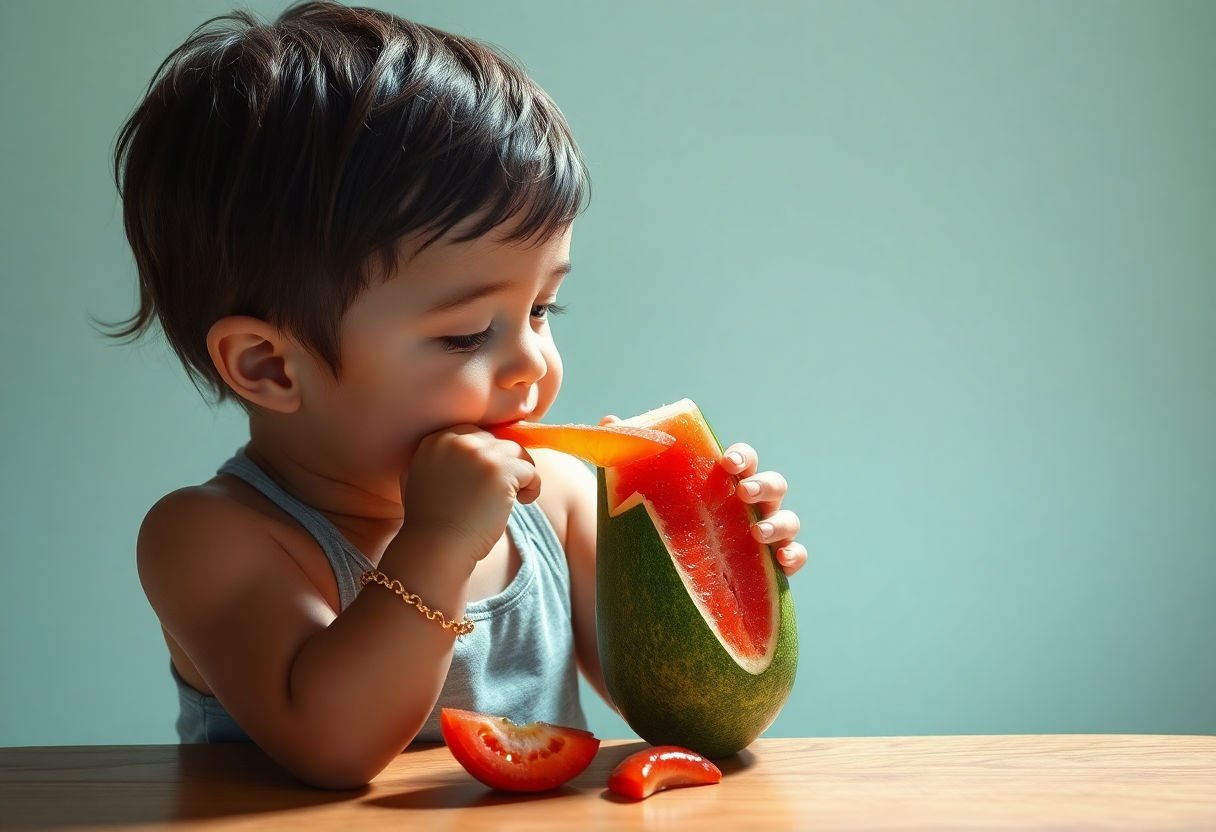 Child taking vitamins happily
