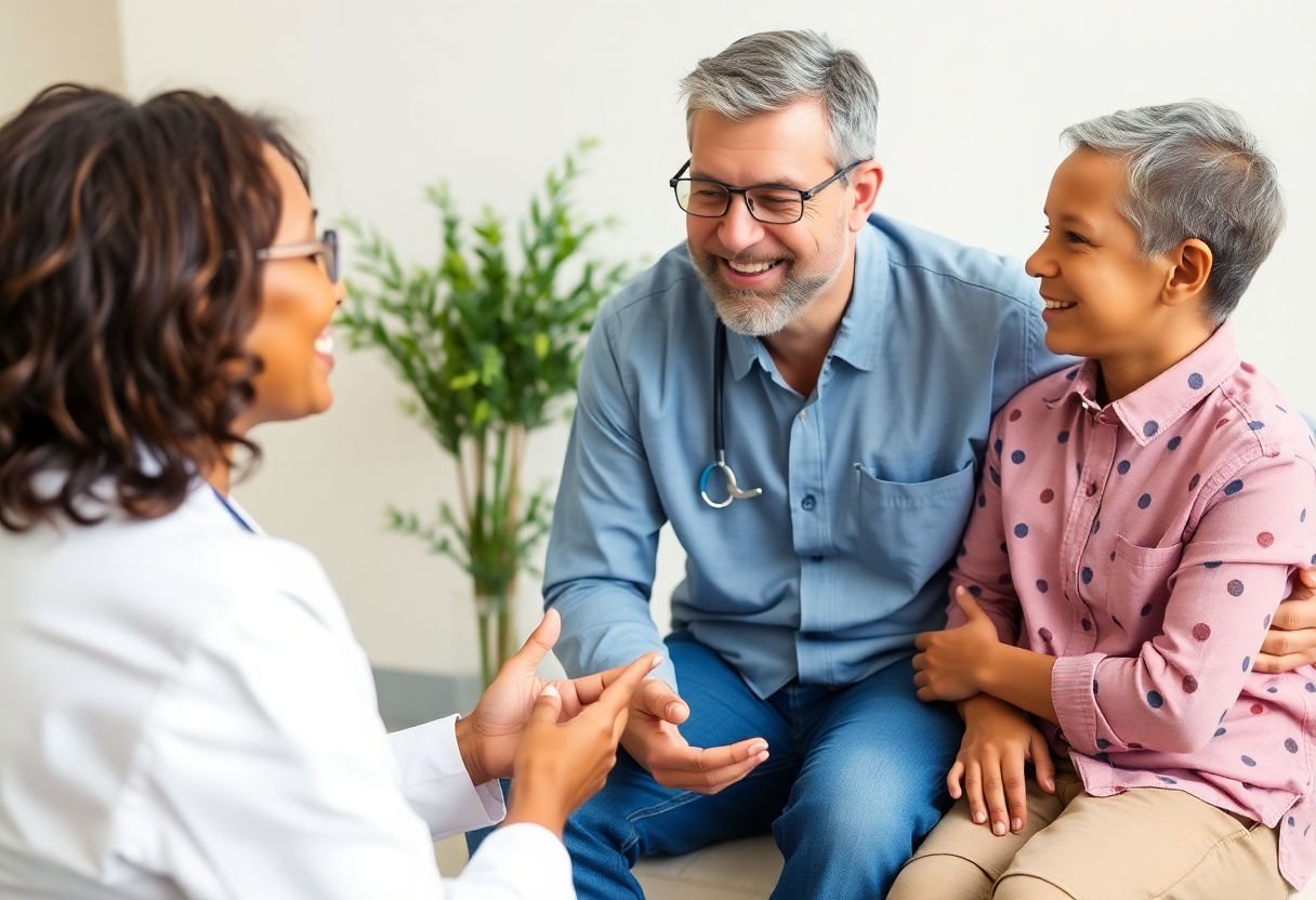 Doctor giving advice to parents