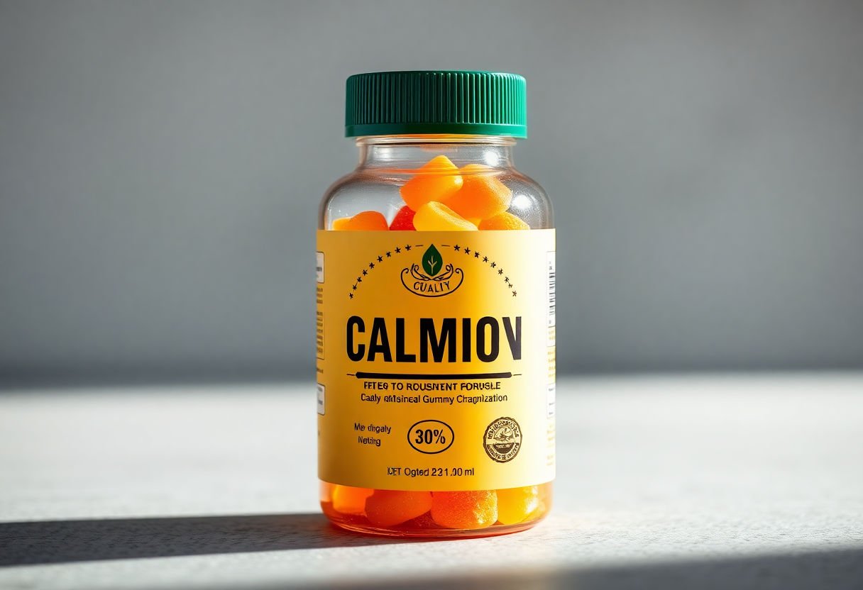 Seal of quality on calcium gummy bottles