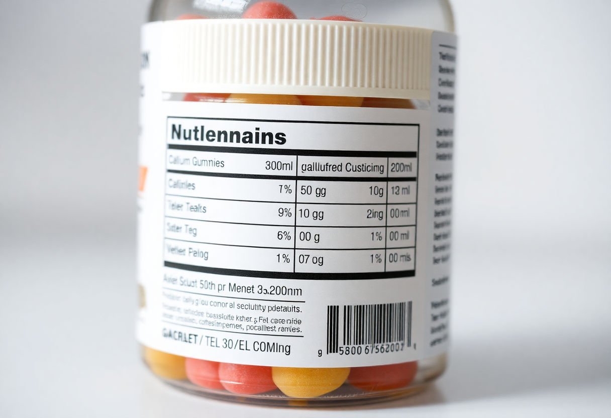 Nutritional label of calcium gummies