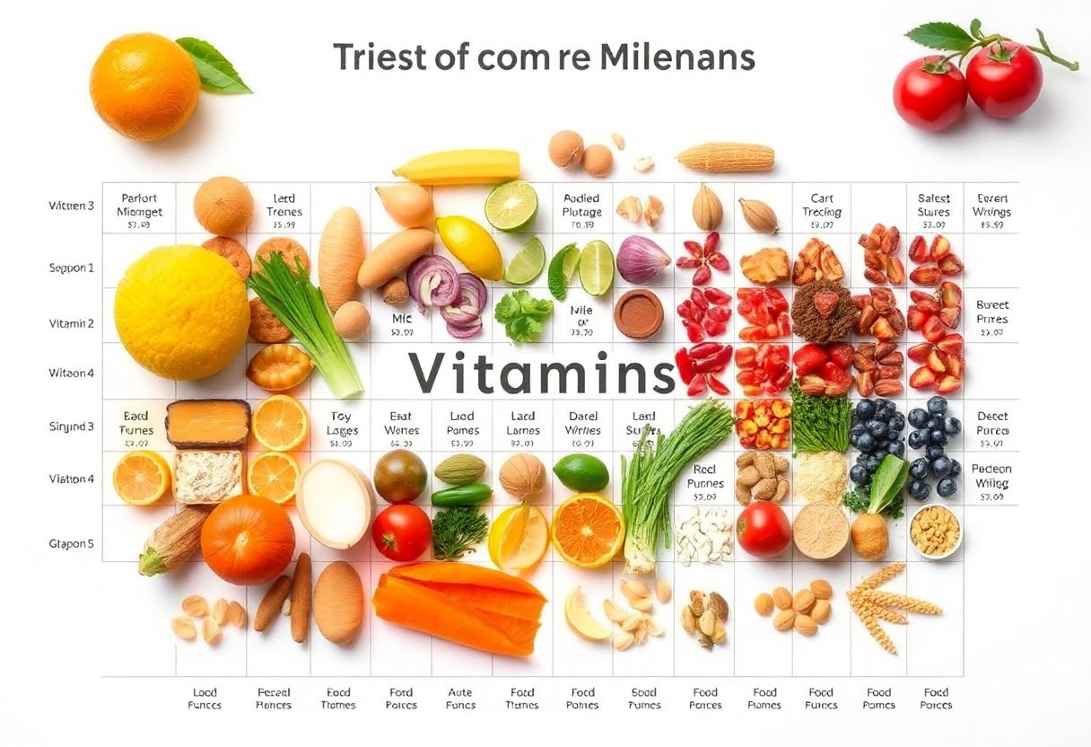 Chart showing vitamins and minerals