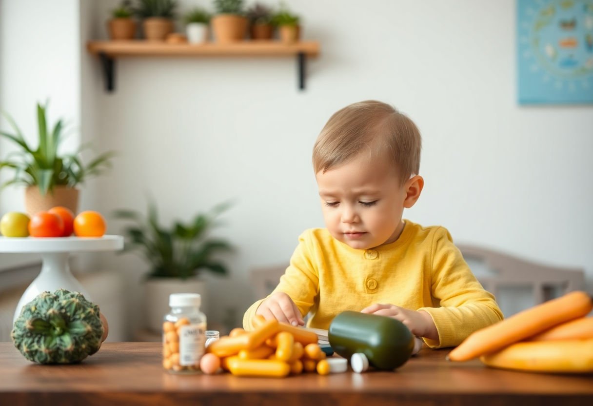 Parent choosing multivitamins for child