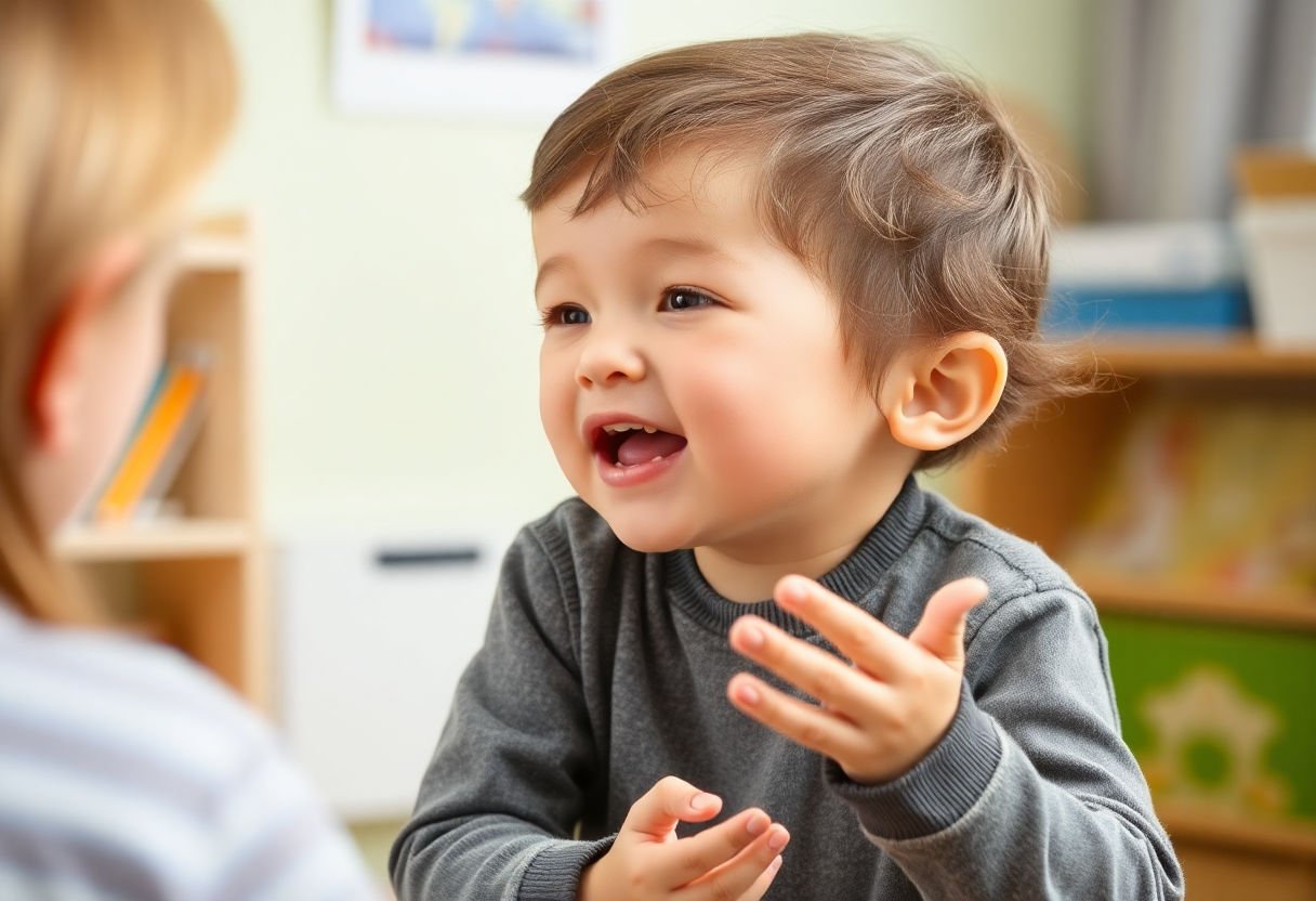 Child engaged in speech therapy exercise