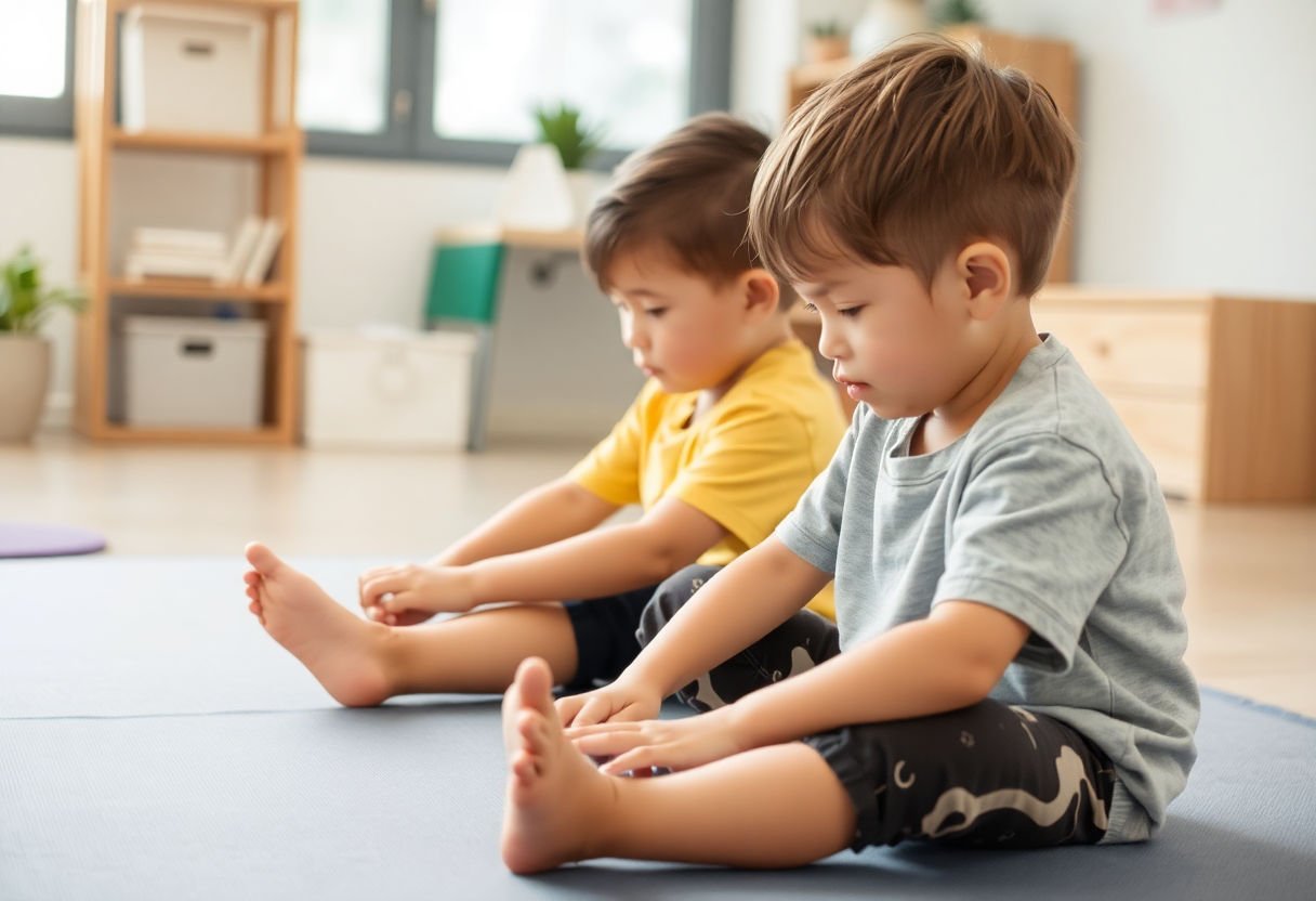 Child practicing exercises during daily routine