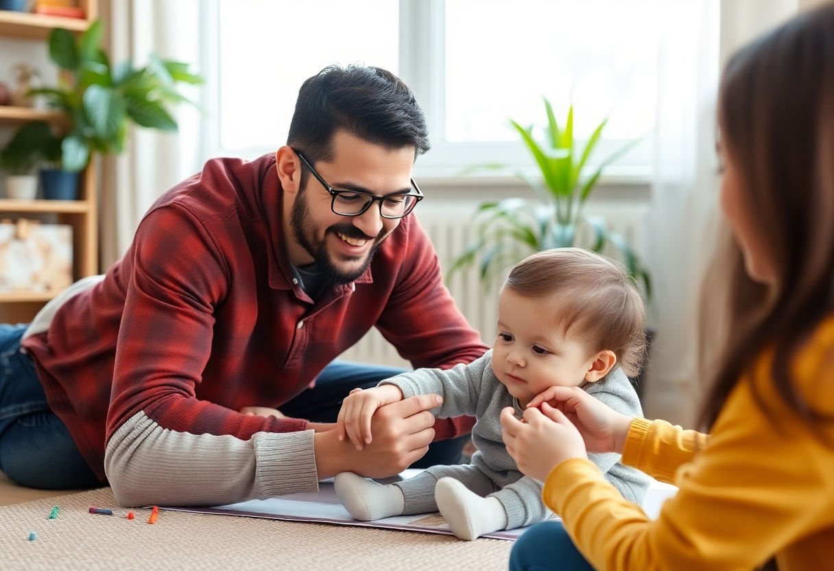 Parent helping child with exercises