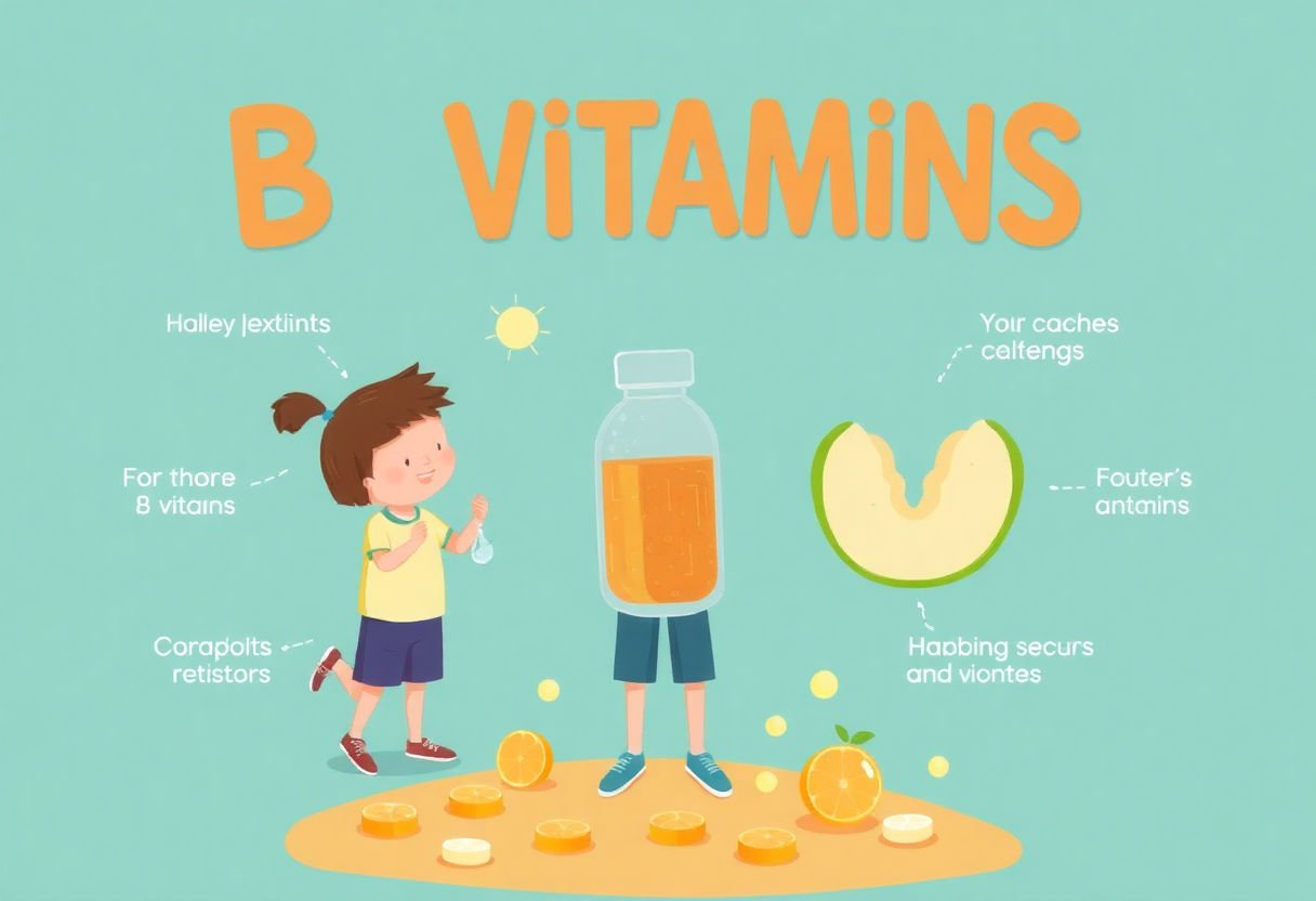 Illustration of B vitamins benefits for kids