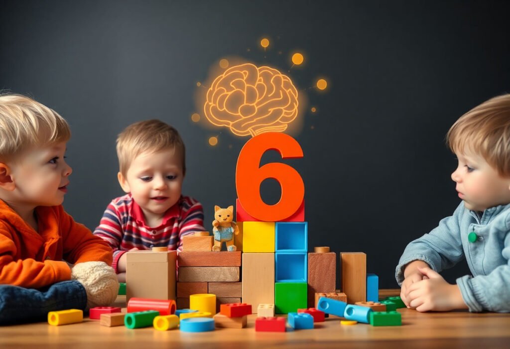 Children playing with building blocks, symbolizing brain development with Vitamin B6