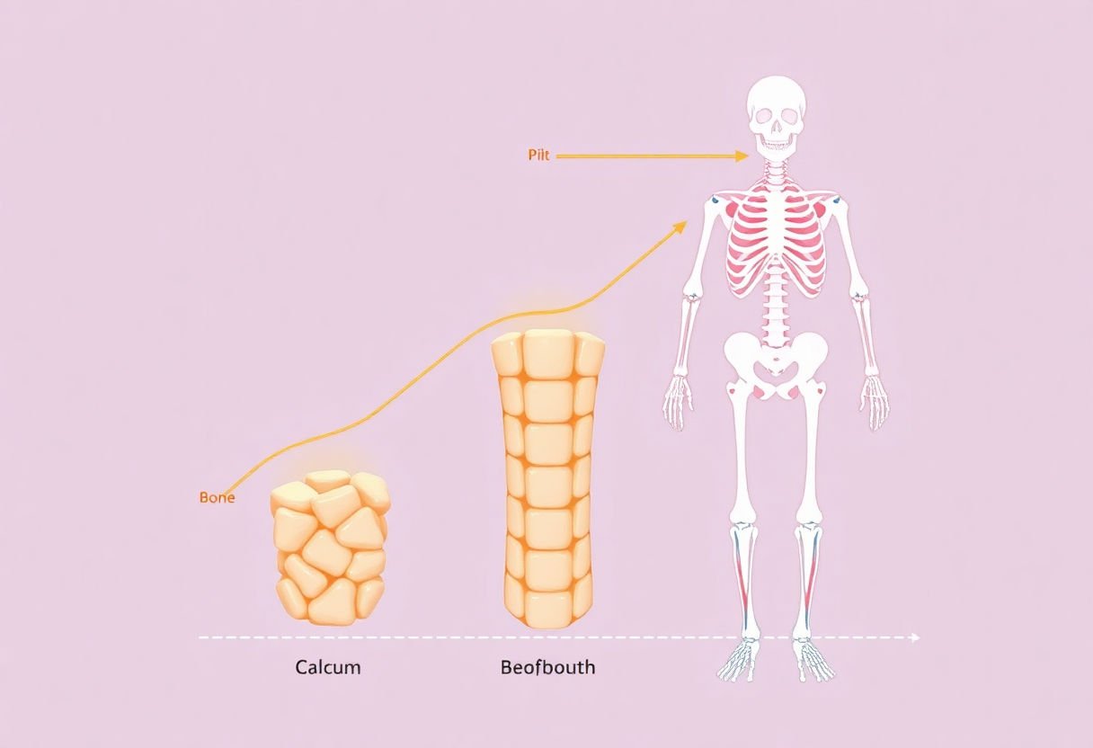 Diagram showing calcium role in bone growth