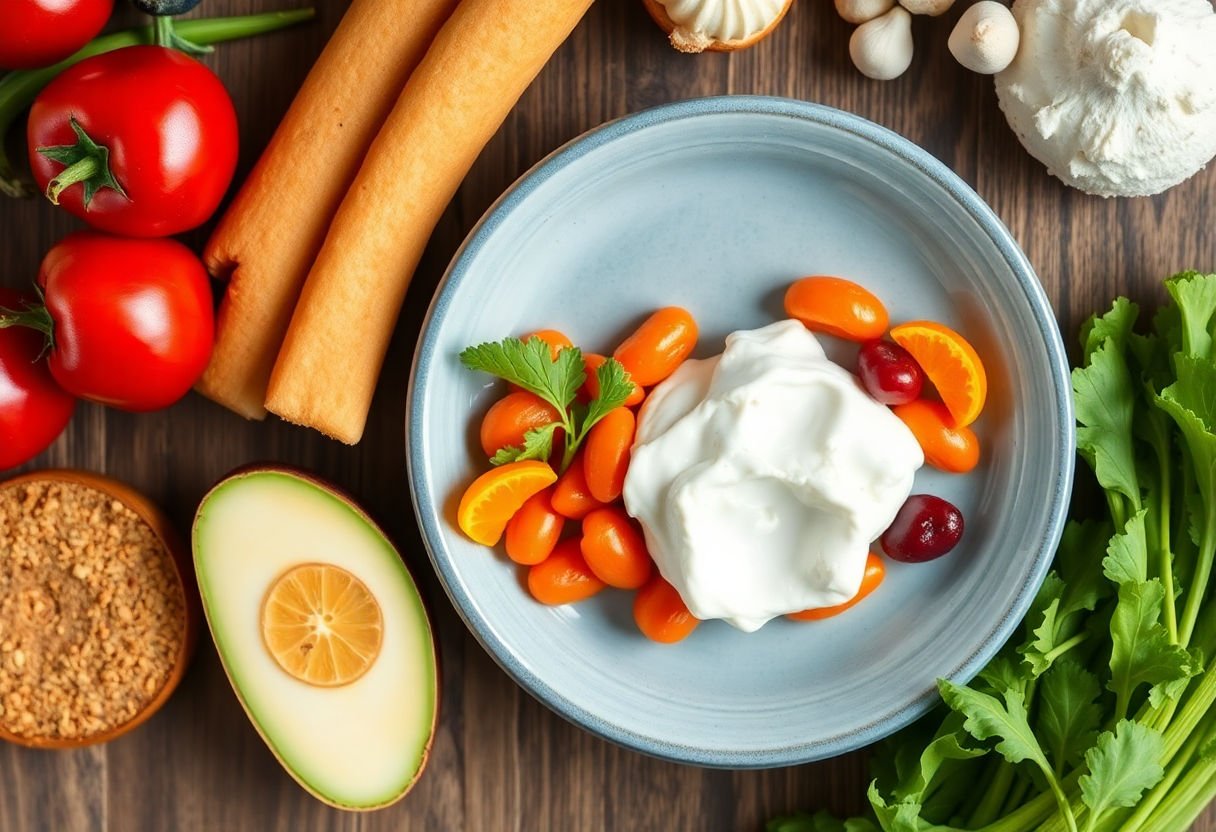 Balanced diet with calcium-rich foods