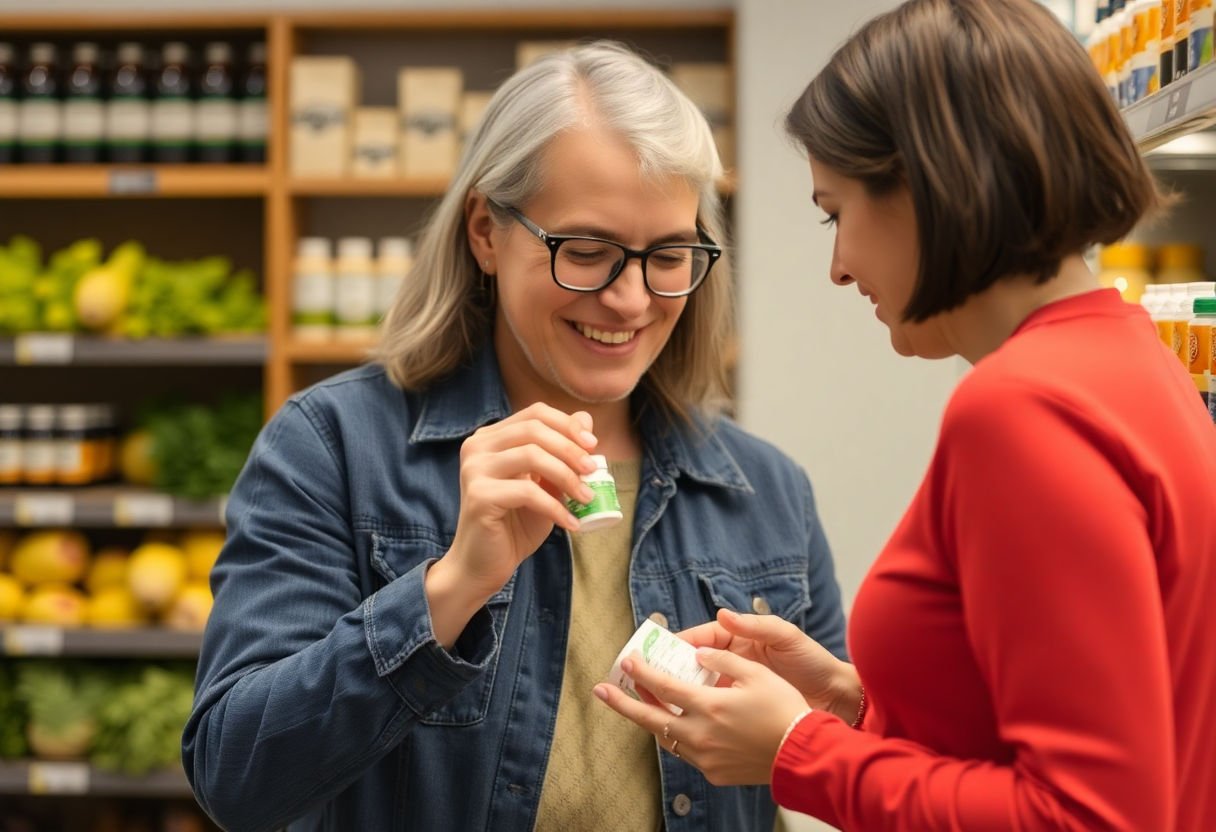 Parent selecting a calcium supplement