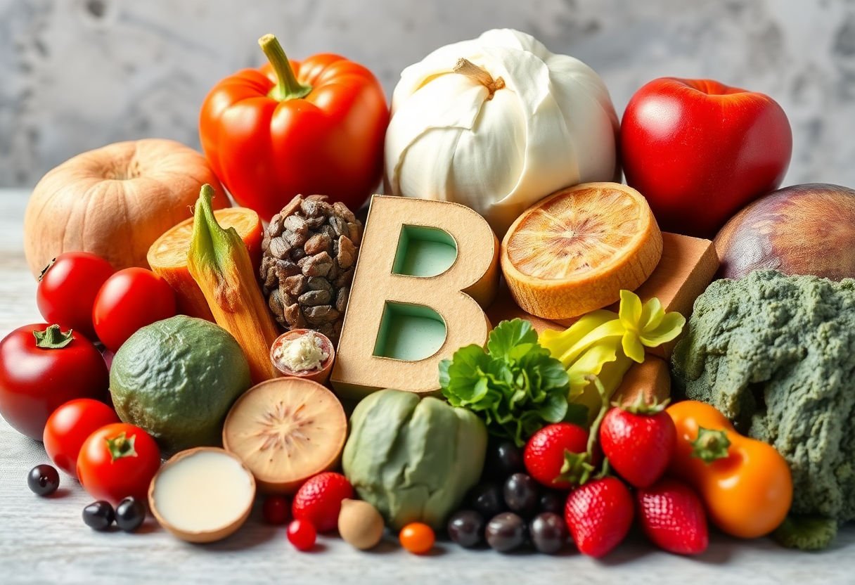 Variety of foods offering Vitamin B Complex