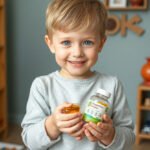 Child holding vitamins for ADHD management