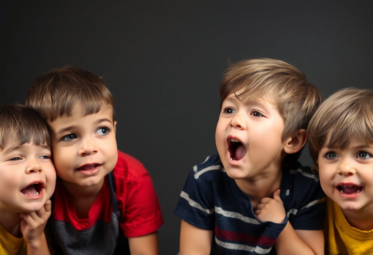 Children role-playing different emotions