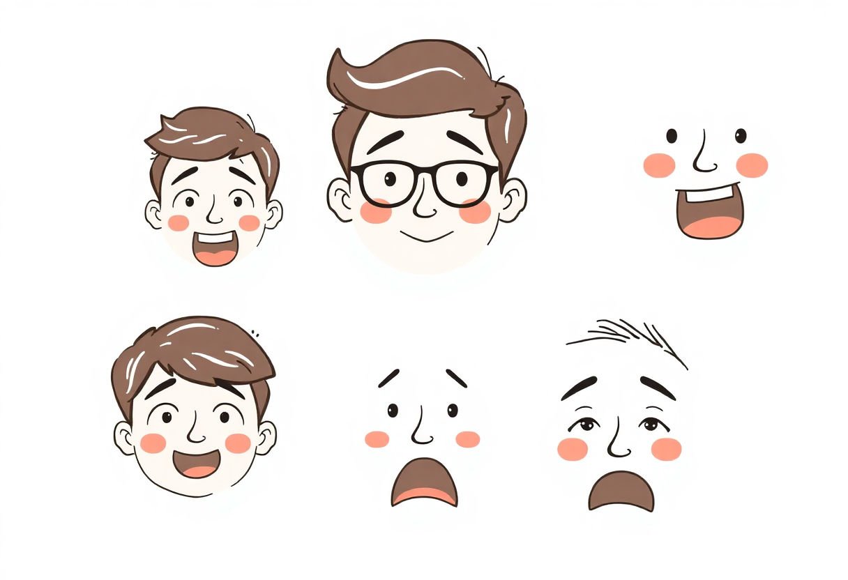 Illustrations of basic emotional expressions