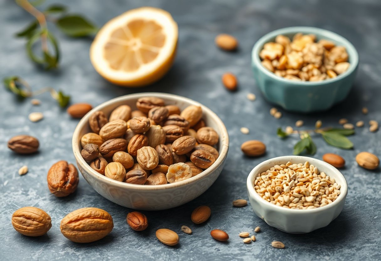 Zinc-rich foods including nuts and seeds