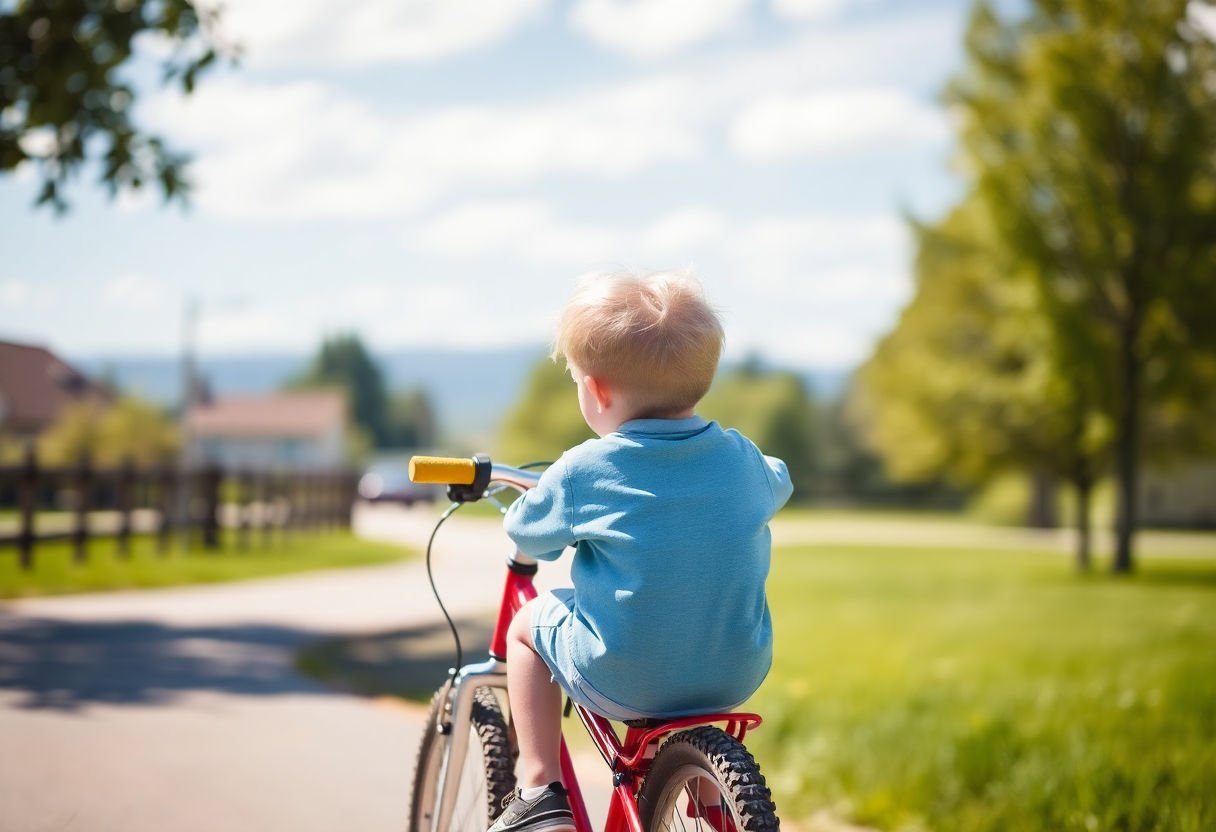 Child riding a bicycle on a sunny day