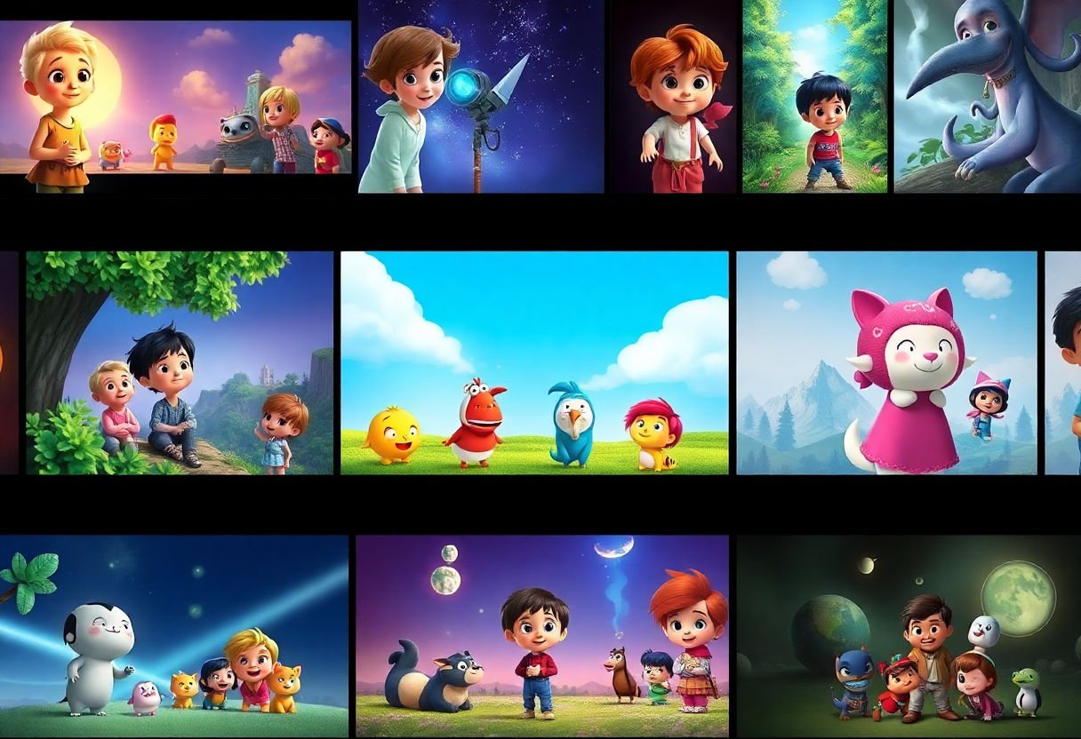 Variety of kids' movies on a digital platform