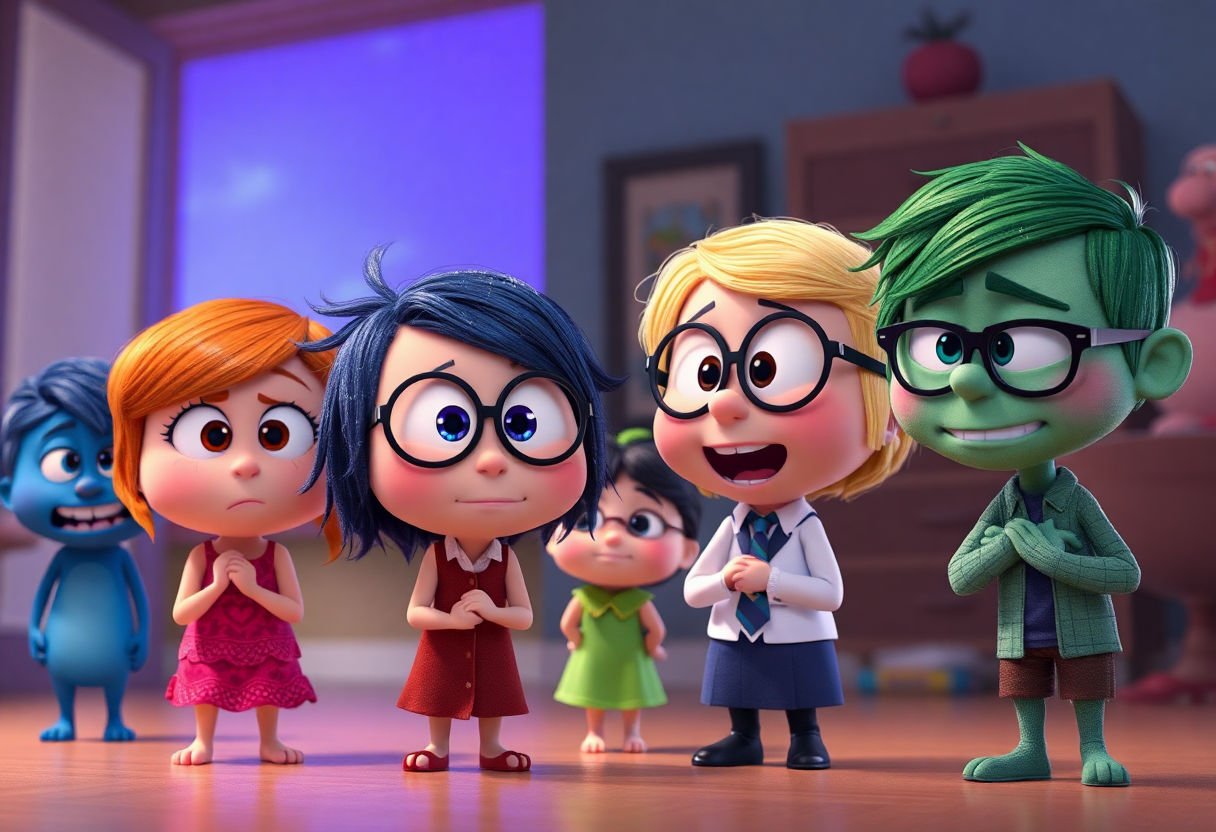 Scene from 'Inside Out' showcasing emotional characters