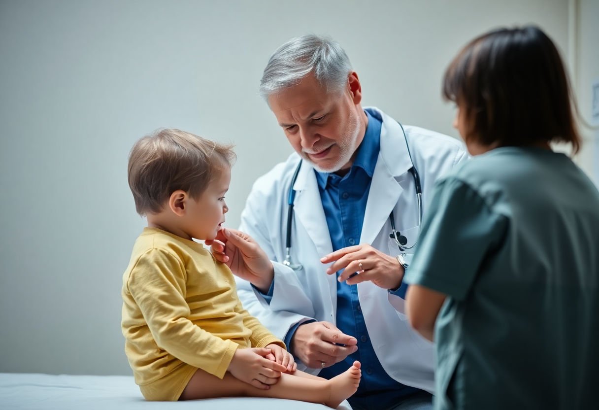 Pediatrician examining a child