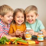 Kids enjoying healthy growth with multivitamins