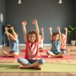 Kids enjoying somatic exercises indoors.