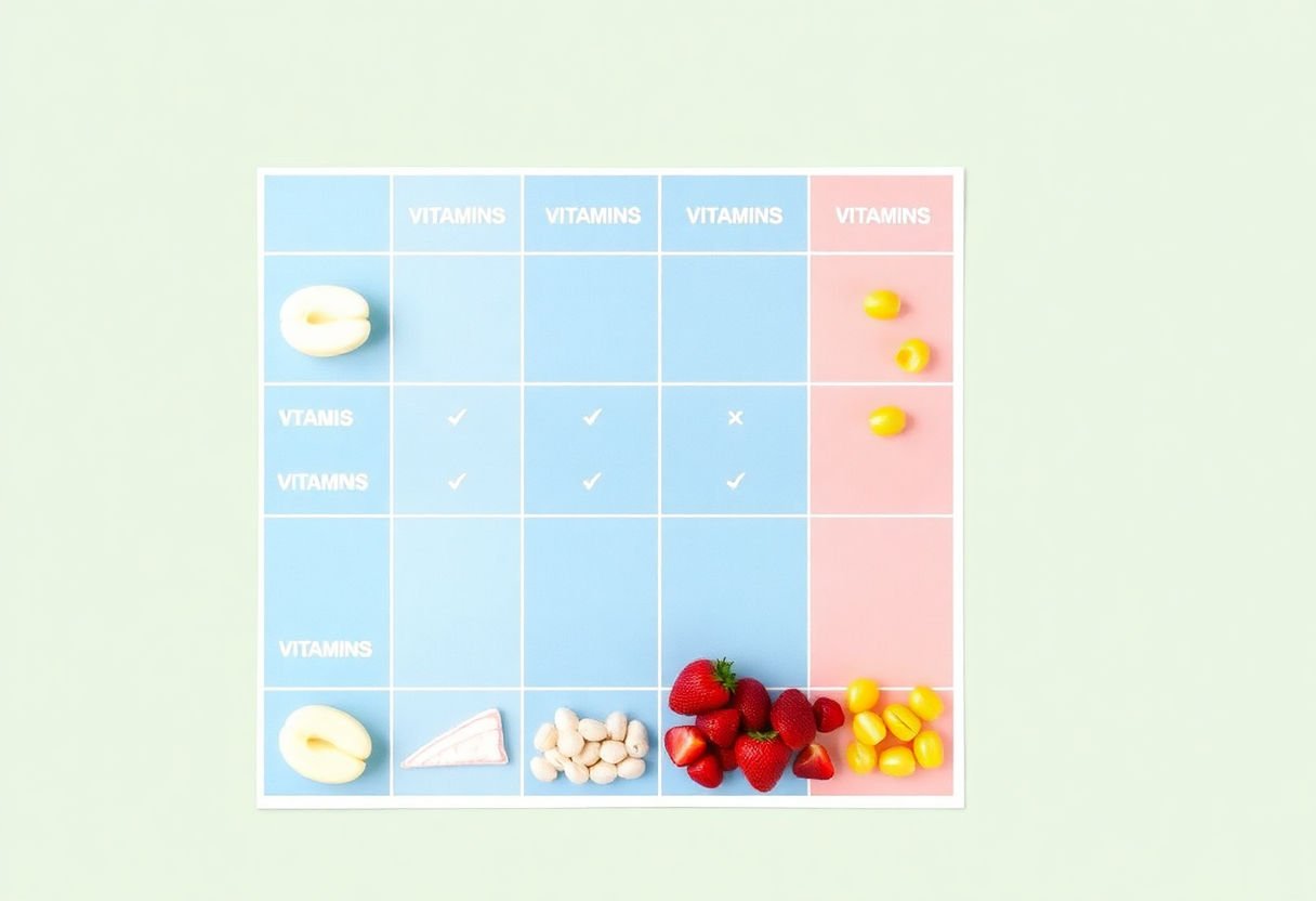 Comparison chart of vitamin types