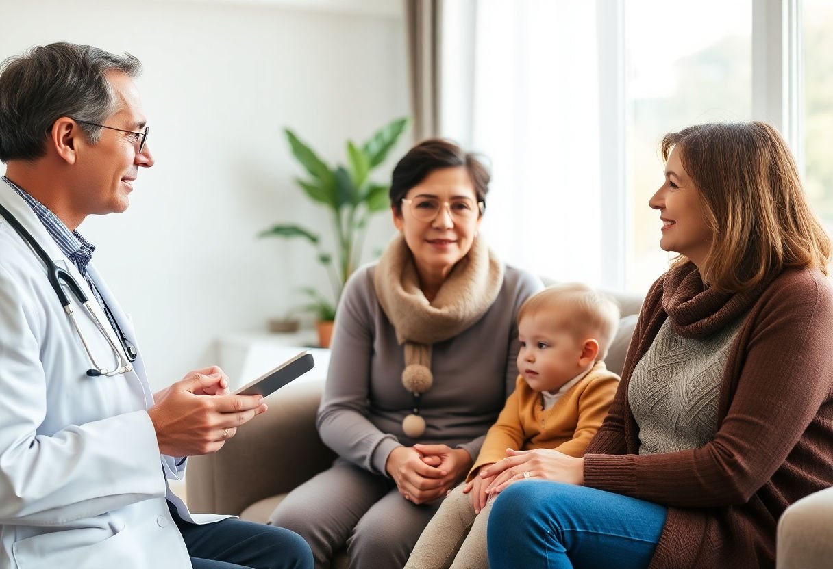 Doctor advising a family