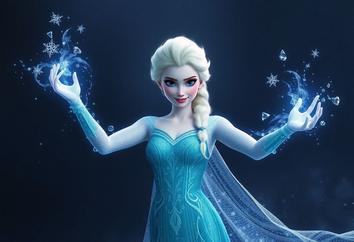 Elsa embracing her magic powers.
