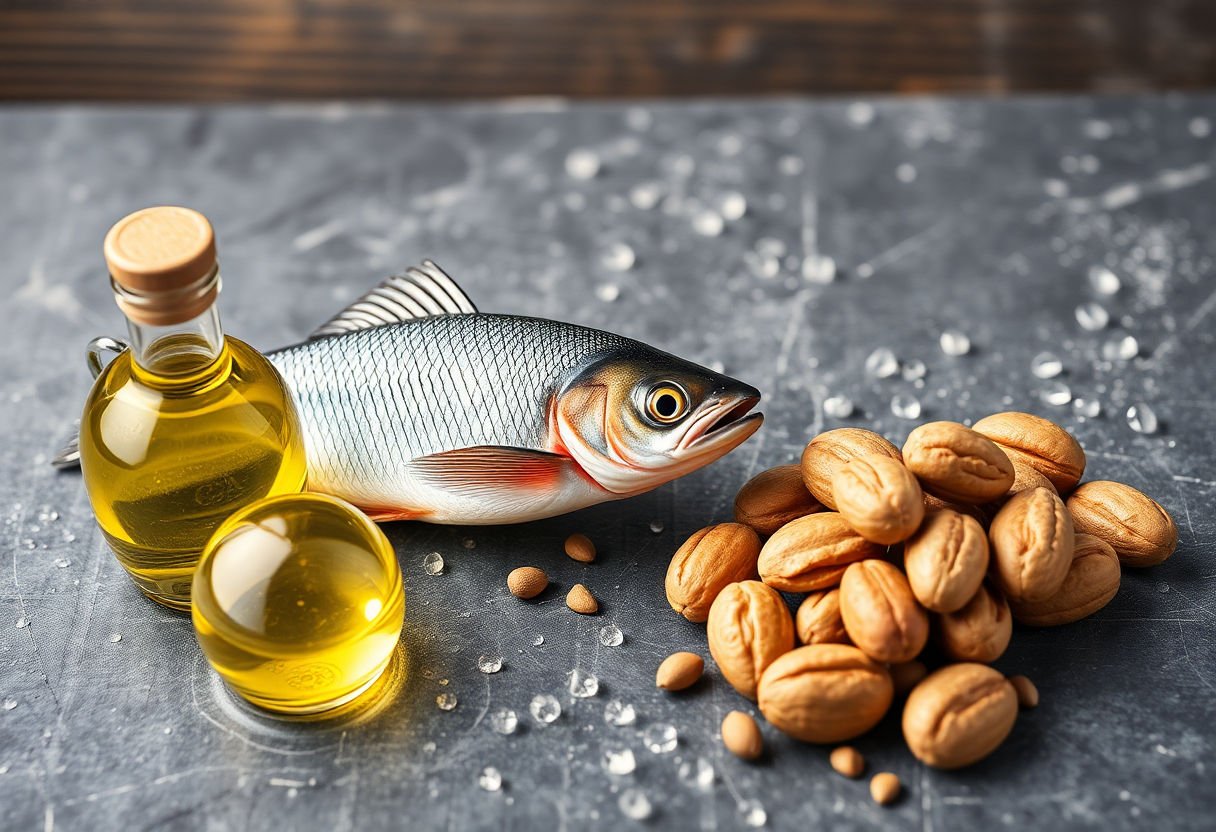 Fish oil and nuts containing Omega-3