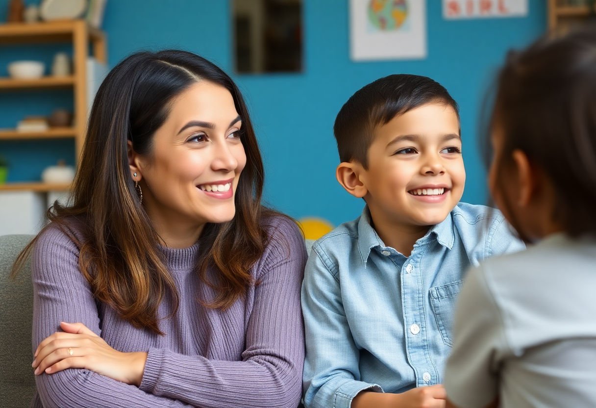 Parents teaching children about emotions